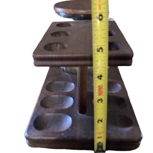 Vintage Deco 6 Pipe Walnut Tobacco Stand Ribbed Glass Humidor Decatur Industries - Picture 15 of 16